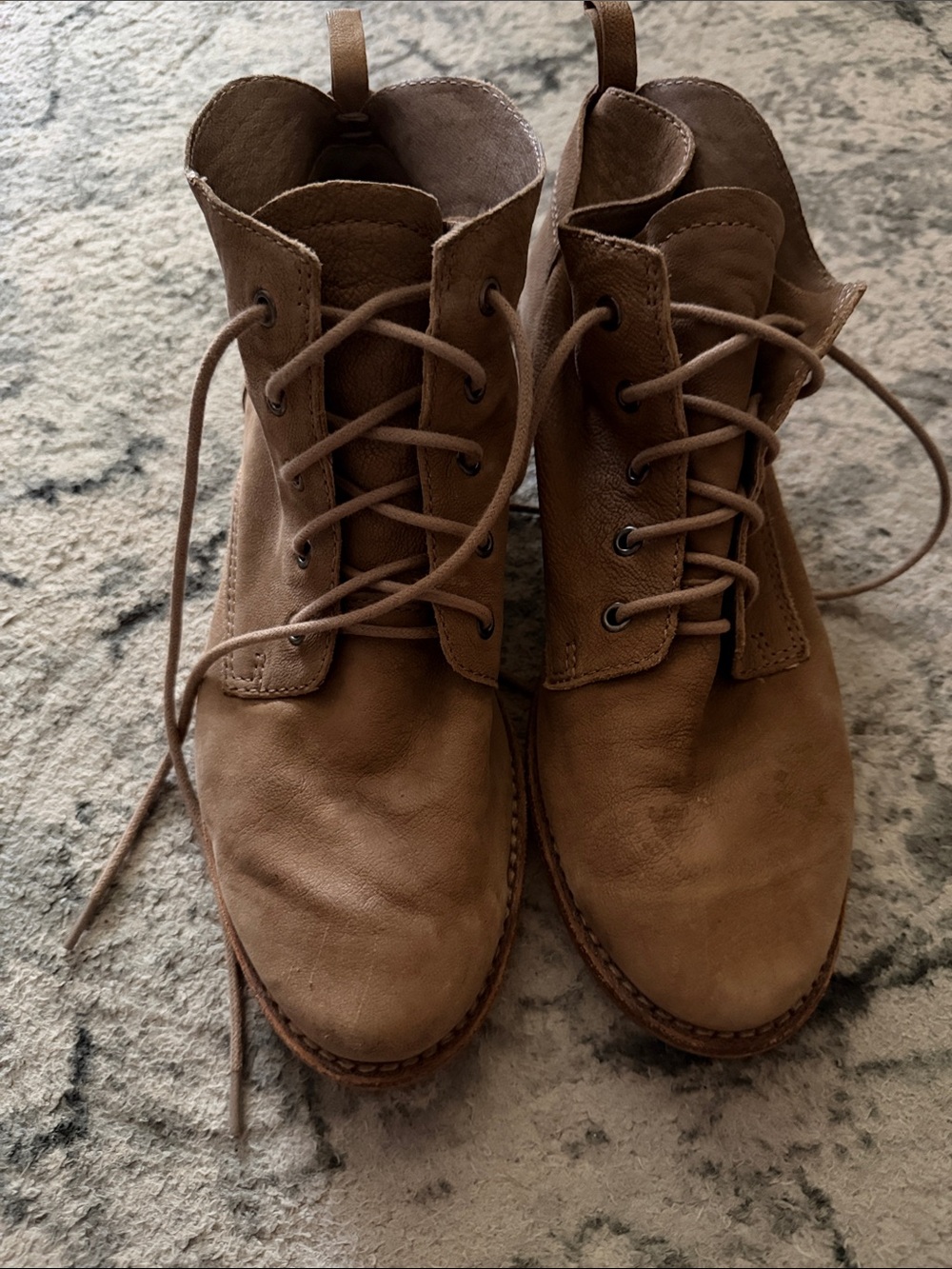 Sam Edelman Womens Taupe Suede Lace-Up Ankle Boots - Picture 6 of 8